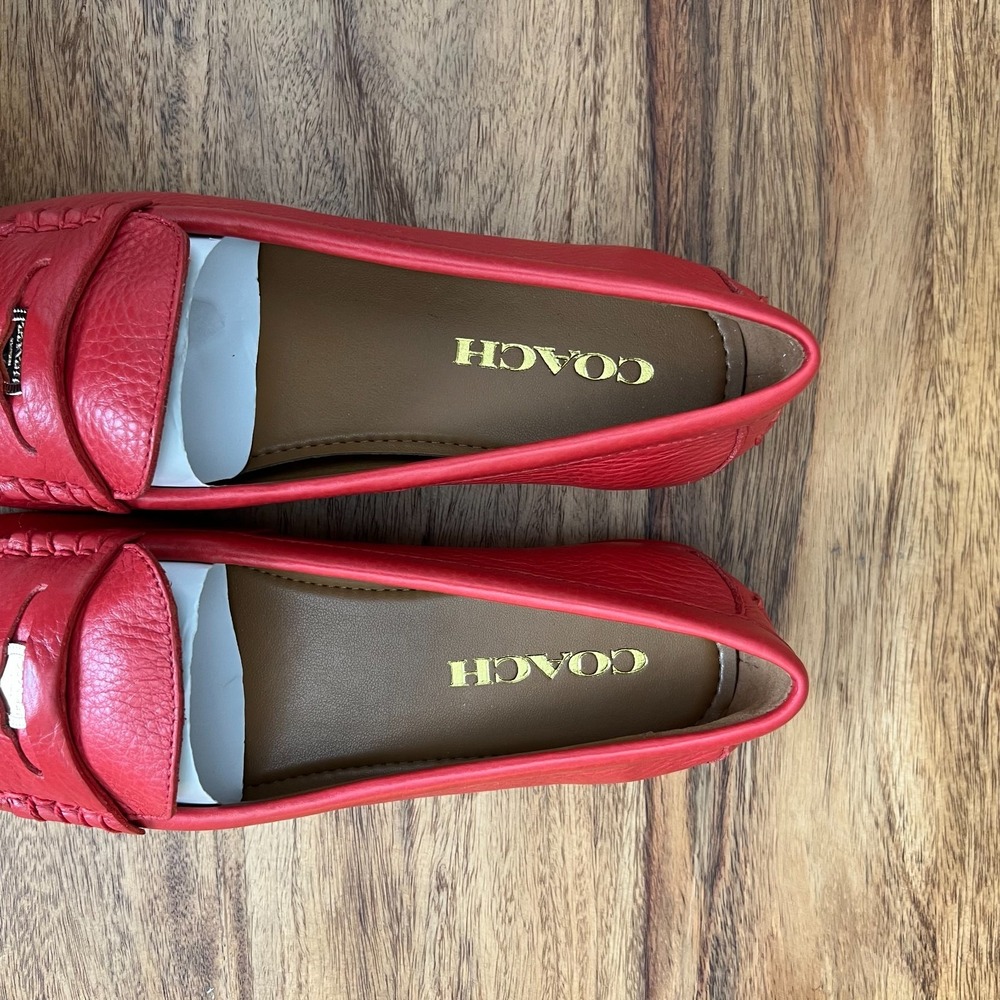 Coach Penny Loafers Watermelon Pebbled Leather Classic Shoe Flats - 7B - Picture 10 of 11
